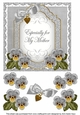 Silver Pansy Especially for my Mother Fancy 7inch Decoupage Topper