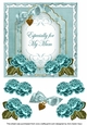Dusky Teal Rose Especially for my Mum Fancy 7inch Decoupage Topper