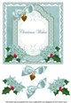 Dusky Teal Poinsettia Christmas Wishes Fancy 7in Decoupage Topper