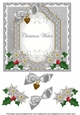 Silver Poinsettia Christmas Wishes Fancy 7in Decoupage Topper
