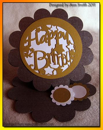 Circle Scallop Happy Birthday Easel Card - Silhouette