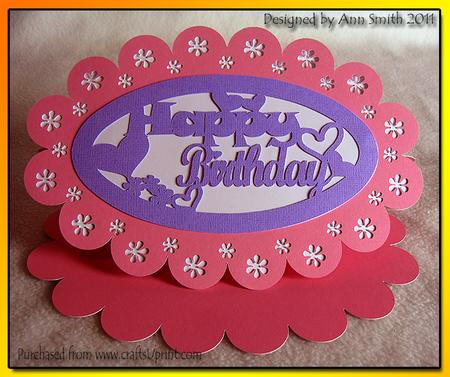 Oval Scallop 'happy Birthday' Easel Card