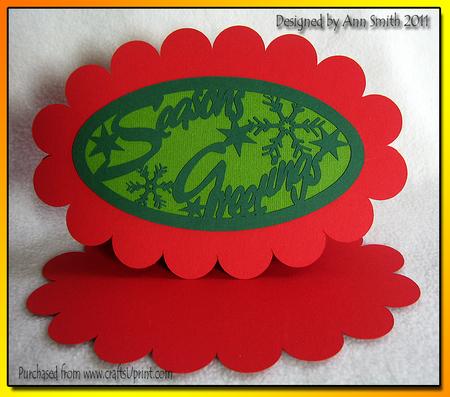 Oval Scallop Card 'seasons Greetings' Silhouette