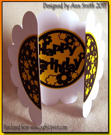 Circle Scallop Gatefold Card Happy Birthday - Silhouette