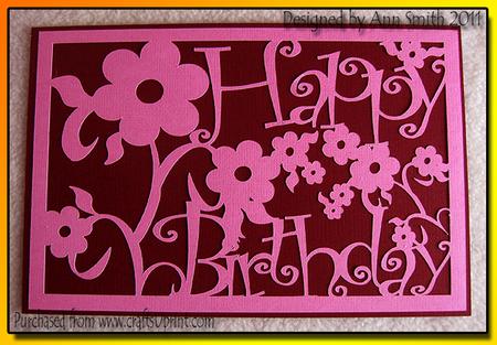 Rectangular Panel - Floral - Happy Birthday - Silhouette