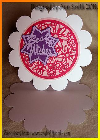 Circle Scallop Card - Easel or Tent - Best Wishes Flowers