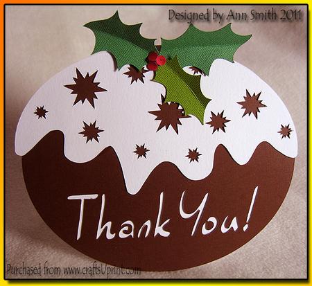 Christmas Pudding Thank You Card - Silhouette