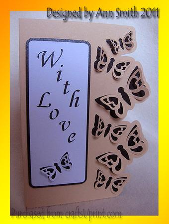 3D Butterflies With Love Card - Silhouette