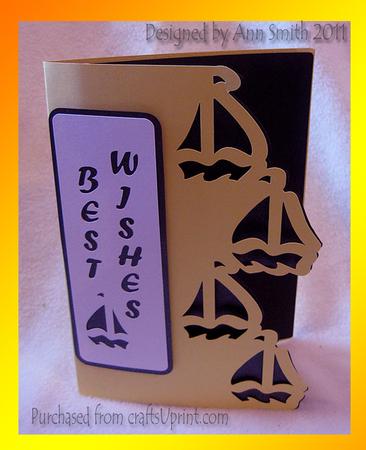 Sail Boat Border Card - Silhouette