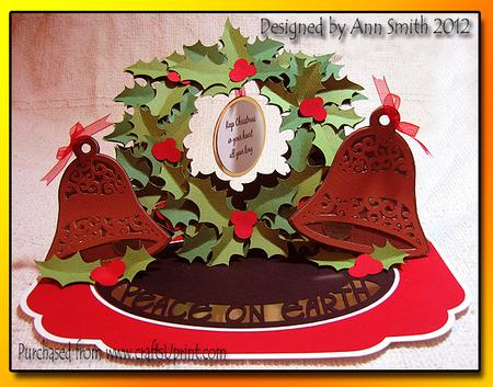 Holly Wreath & Bells Triple Easel Card