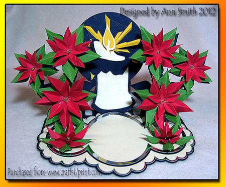 Poinsettia Candle Triple Easel Card