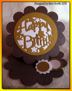 Circle Scallop Happy Birthday Easel Card - Silhouette