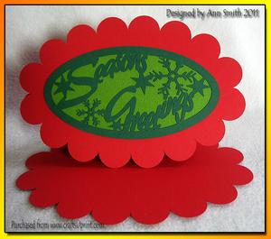 Oval Scallop Card 'seasons Greetings' Silhouette