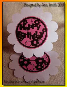 Circle Scallop Easel Card - Happy Birthday - Silhouette