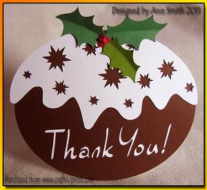 Christmas Pudding Thank You Card - Silhouette