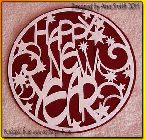 Happy New Year Round Panel - Silhouette