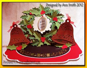 Holly Wreath & Bells Triple Easel Card