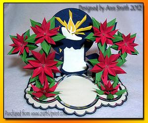 Poinsettia Candle Triple Easel Card