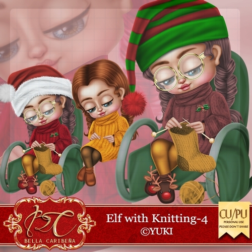Elf with Knitting 4, from Bella Caribena