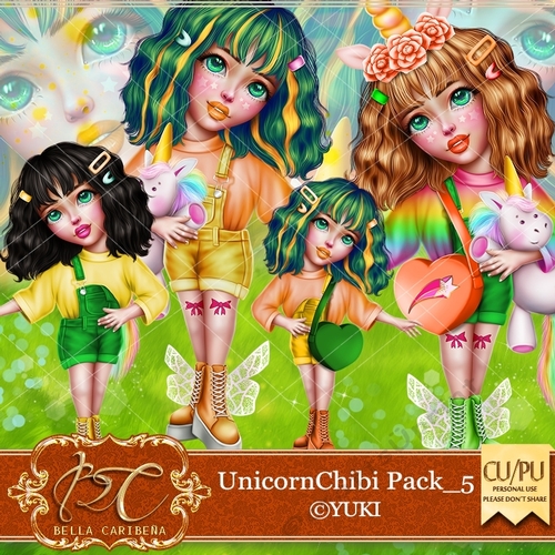 Unicorn Chibi Pack 5, from Bella Caribena 