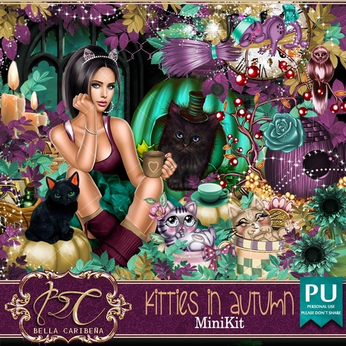 Kitties In Autumn, minikit from Bella Caribena 