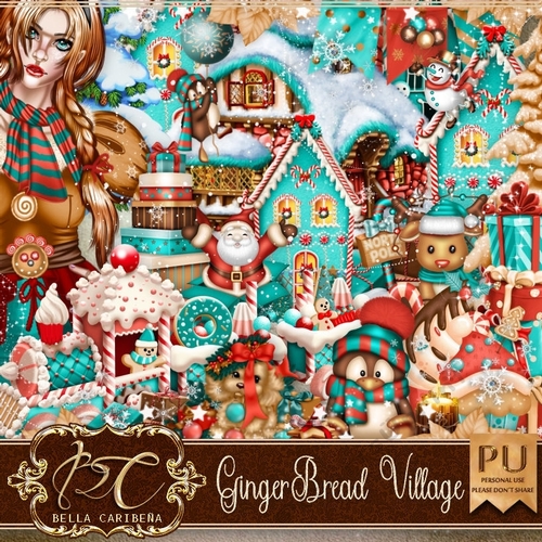 Gingerbread village, kit from Bella Caribena 