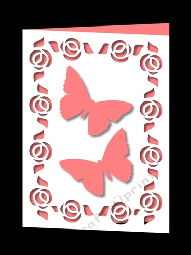 ROSE FRAME CARD WITH BUTTERFLIES