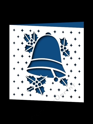 CHRISTMAS BELL AND HOLLY SQUARE CARD