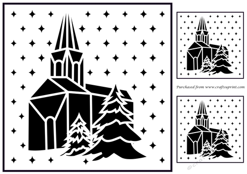 Christmas Church B&W Topper