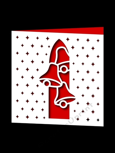 CHRISTMAS BELLS IN WINDOW SQUARE CARD