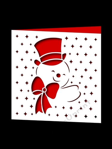 CHRISTMAS SNOWMAN WITH BOW SQUARE CARD