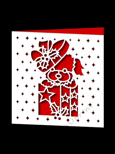 CUTE CHRISTMAS PUPPY IN BOX SQUARE CARD