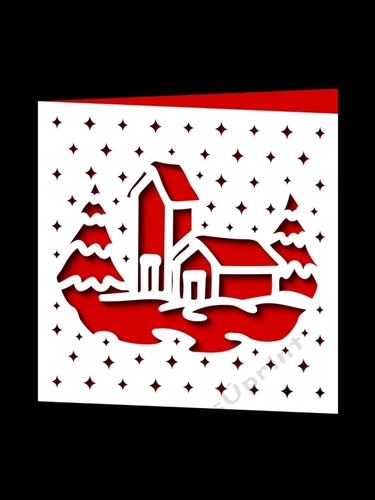 CHRISTMAS SCENERY SQUARE CARD 1