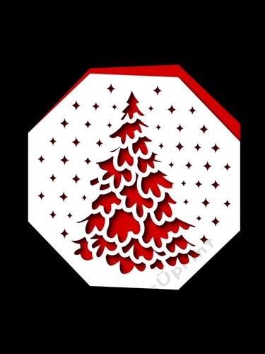 CHRISTMAS TREE OCTAGON CARD 6