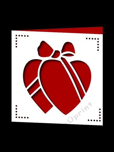 HEART WITH BOW SQUARE CARD