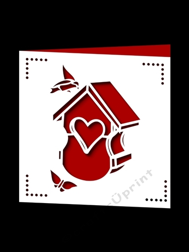HEART BIRD CAGE SQUARE CARD