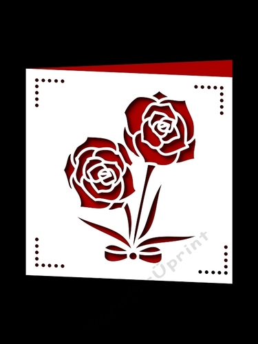 ROSES WITH BOW SQUARE CARD