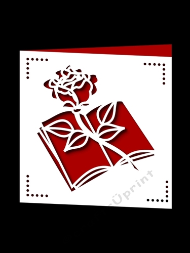 BOOK AND ROSE SQUARE CARD