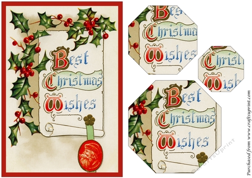 Best Christmas Wishes Vintage Octagon Pyramid