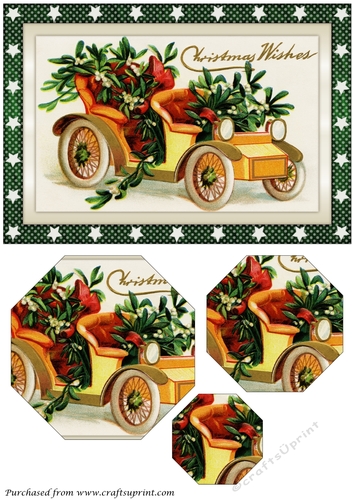 Christmas Car with Mistletoe Octagon Pyramid