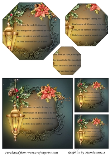 Christmas Card with Verses Octagon Pyramid