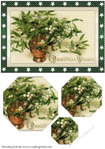 Christmas Mistletoe in Vase Octagon Pyramid