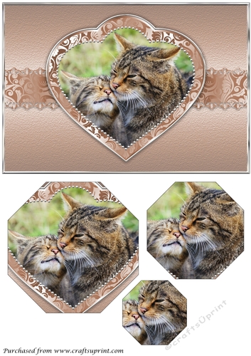 Scottish Wildcat With Her Kitten Octagon Pyramid