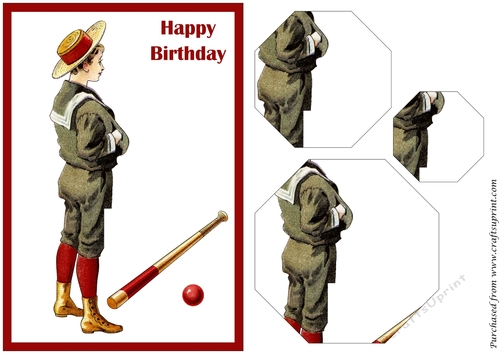 Vintage Baseball Boy Octagon Pyramid