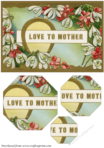 Vintage Mothers Day Card Octagon Pyramid
