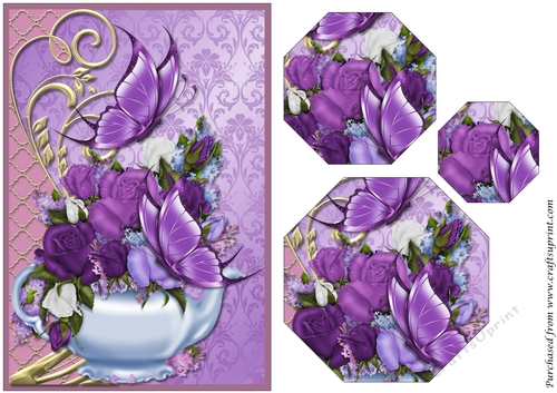 Teapot with Flowers Octagon Pyramid
