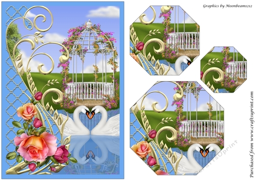 Swans and Roses Octagon Pyramid