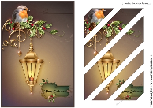 Christmas Robin on Street Lamp Oblique Panels