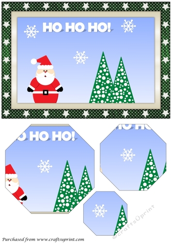 Santa and Christmas Trees Octagon Pyramid