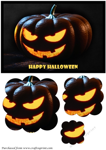 Halloween Scary Jack o Lantern Scalloped Pyramid